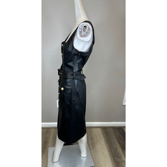 L'AGENCE Idy Faux Leather Tank Dress Size US6 $595